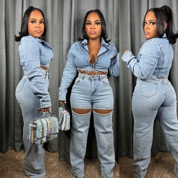 Denim jacket and pants set - Picture 2 of 5